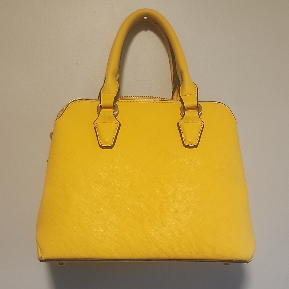 Unbranded Lemon Yellow Faux Leather Satchel Bag with Detachable Crossbody Strap